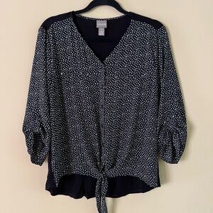 Chico’s Black / White Polka Dot Button Down Shirt